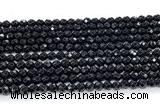 CON122 15.5 inches 4mm faceted round black onyx gemstone beads