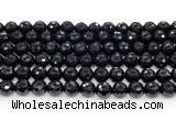 CON125 15.5 inches 8mm faceted round black onyx gemstone beads