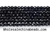 CON130 15.5 inches 5mm faceted round black onyx gemstone beads