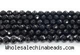 CON132 15.5 inches 8mm faceted round black onyx gemstone beads