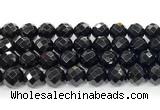 CON135 15.5 inches 14mm faceted round black onyx gemstone beads