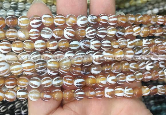 AGBS202 15 inches 6mm round tibetan dzi agate gemstone beads