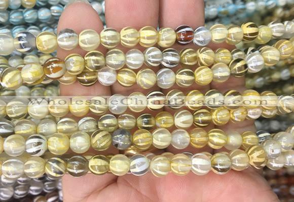 AGBS203 15 inches 6mm round tibetan dzi agate gemstone beads