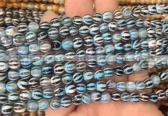 AGBS204 15 inches 6mm round tibetan dzi agate gemstone beads