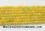 AGBS72 15 inches 4mm round yellow fire agate beads wholesale