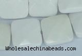 CAA06 15.5 inches 18*18mm faceted square white agate gemstone beads