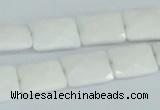 CAA07 15.5 inches 10*14mm faceted rectangle white agate gemstone beads