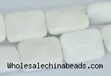 CAA08 15.5 inches 15*20mm faceted rectangle white agate gemstone beads