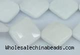 CAA10 15.5 inches 18*18mm faceted diamond white agate gemstone beads