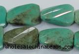 CAA101 15.5 inches 18*25mm faceted & twisted rectangle grass agate beads