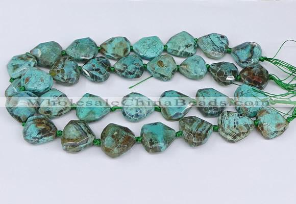 CAA1138 18*20mm - 25*35mm faceted freeform dragon veins agate beads