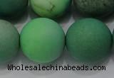 CAA1155 15.5 inches 14mm round matte grass agate beads wholesale