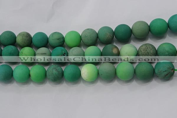 CAA1155 15.5 inches 14mm round matte grass agate beads wholesale