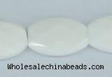 CAA12 15.5 inches 20*30mm faceted oval white agate gemstone beads