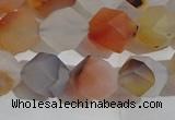 CAA1232 15.5 inches 10mm faceted nuggets matte dendritic agate beads