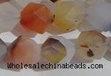 CAA1233 15.5 inches 12mm faceted nuggets matte dendritic agate beads