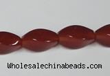 CAA129 15.5 inches 8*16mm twisted rice red agate gemstone beads