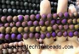 CAA1294 15.5 inches 8mm round matte plated druzy agate beads