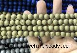 CAA1296 15.5 inches 8mm round matte plated druzy agate beads