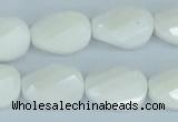 CAA14 15.5 inches 13*18mm faceted & twisted oval white agate beads