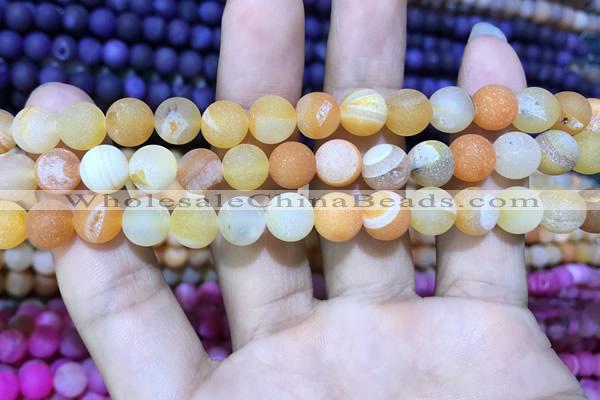 CAA1404 15.5 inches 8mm round matte druzy agate beads