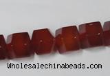 CAA146 15.5 inches 12*14mm faceted cube red agate gemstone beads