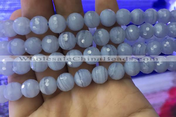 CAA1463 15.5 inches 10mm faceted round blue lace agate beads