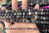 CAA1480 15.5 inches 6mm round matte banded agate beads wholesale