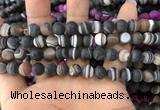 CAA1481 15.5 inches 8mm round matte banded agate beads wholesale