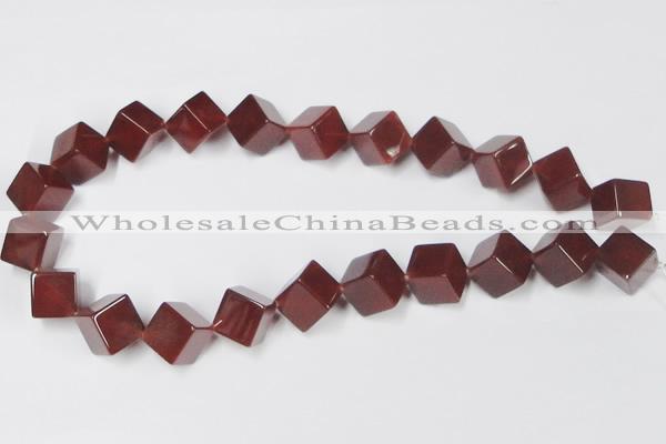 CAA149 15.5 inches 12*12mm cube red agate gemstone beads