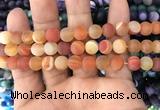 CAA1492 15.5 inches 10mm round matte banded agate beads wholesale