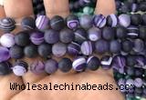 CAA1498 15.5 inches 12mm round matte banded agate beads wholesale