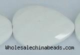 CAA15 15.5 inches 30*40mm faceted flat teardrop white agate beads