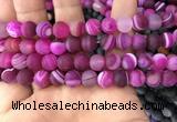 CAA1503 15.5 inches 12mm round matte banded agate beads wholesale