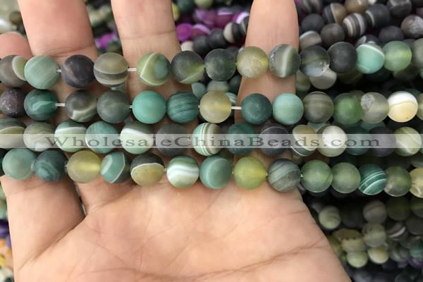 CAA1521 15.5 inches 8mm round matte banded agate beads wholesale