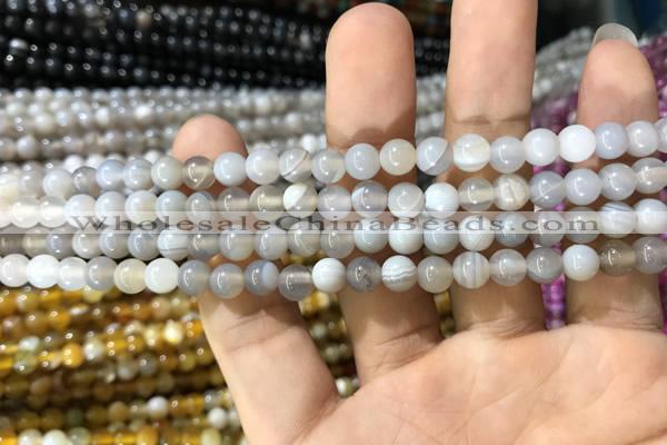 CAA1530 15.5 inches 4mm round banded agate beads wholesale