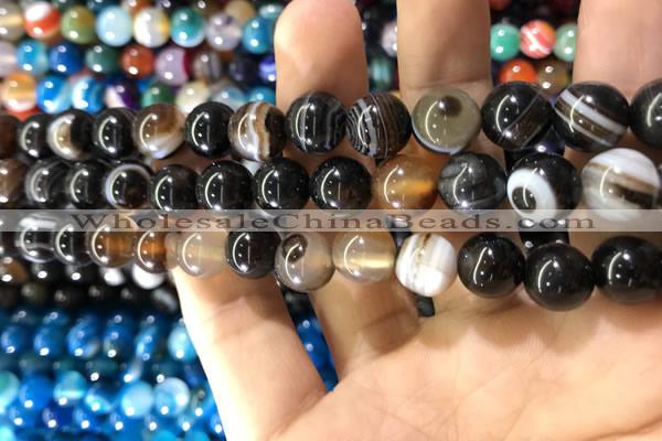 CAA1540 15.5 inches 12mm round banded agate beads wholesale