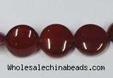 CAA157 15.5 inches 15mm flat round red agate gemstone beads