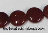 CAA158 15.5 inches 18mm flat round red agate gemstone beads