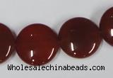 CAA159 15.5 inches 20mm flat round red agate gemstone beads