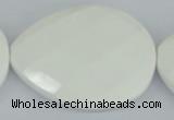 CAA16 15.5 inches 40*50mm faceted flat teardrop white agate beads