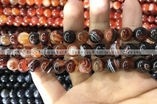 CAA1623 15.5 inches 10mm round banded agate beads wholesale