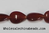 CAA165 15.5 inches 13*18mm flat teardrop red agate gemstone beads