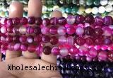 CAA1656 15.5 inches 8mm faceted round banded agate beads