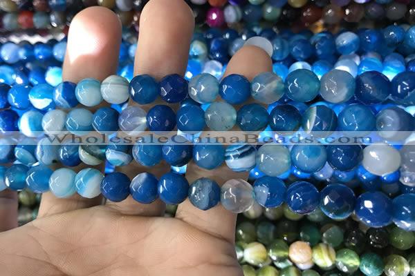 CAA1666 15.5 inches 8mm faceted round banded agate beads