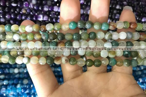 CAA1670 15.5 inches 6mm faceted round banded agate beads