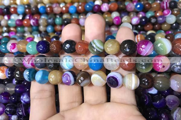 CAA1682 15.5 inches 10mm faceted round banded agate beads