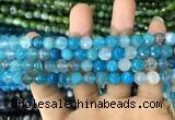 CAA1714 15 inches 8mm faceted round fire crackle agate beads