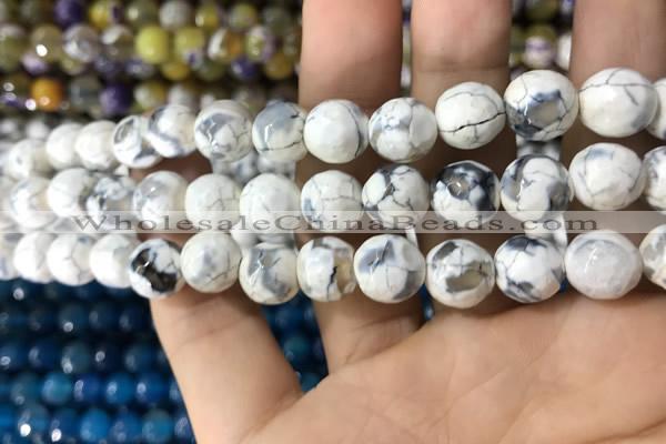 CAA1727 15 inches 10mm faceted round fire crackle agate beads