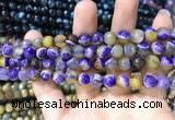 CAA1768 15 inches 8mm faceted round fire crackle agate beads